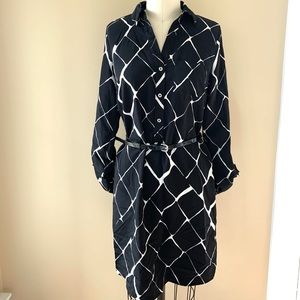 Printed shirt dress with belt